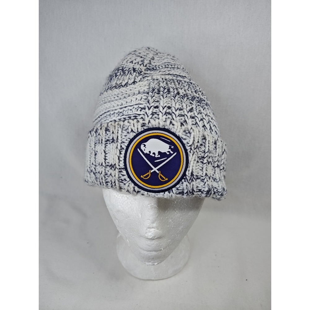 Women's Buffalo Sabres NHL Beanie Hat New Era Gray White Warm Lined Fleece Cap
